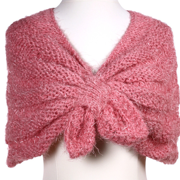 Retro Style Pink Glitter Knit Sweater Shrug Shawl w Pull Through Ends - Hey Viv - Picture 2 of 6